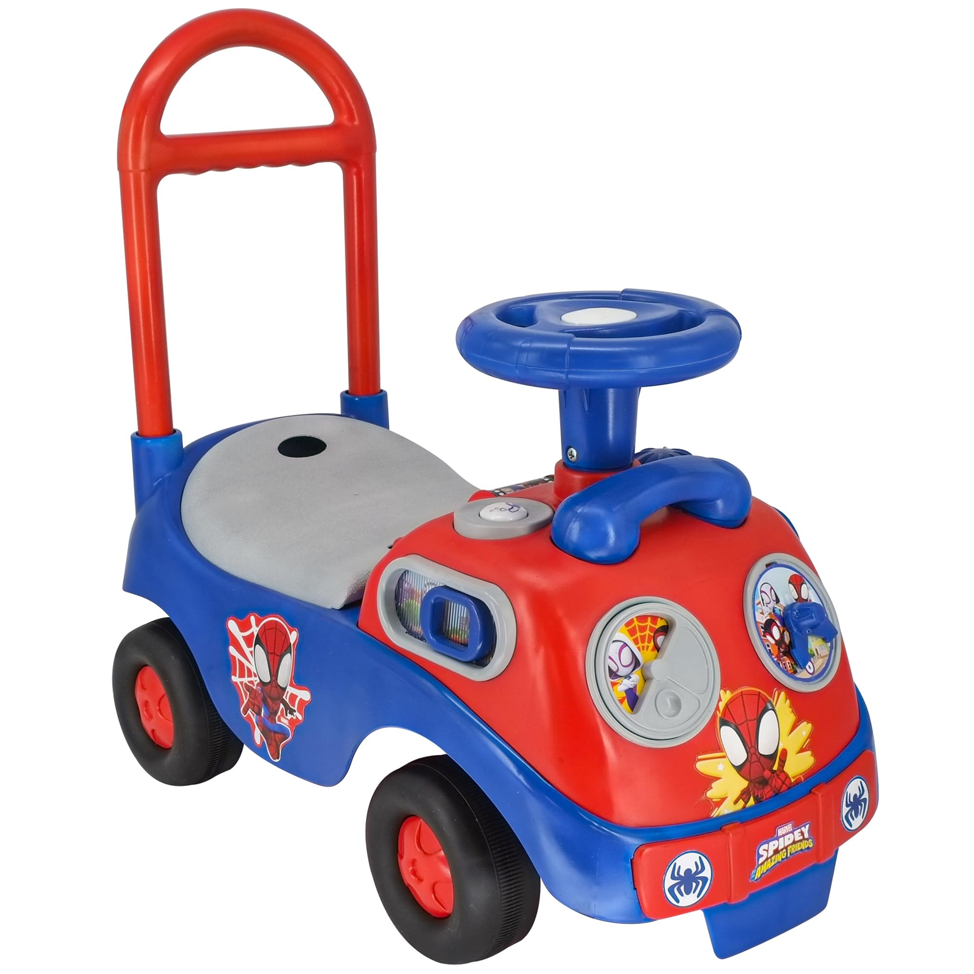 Ride On Kiddieland: My First Activity Ride-On - Amazing Spidey - Lights & Sounds, Foot to Floor Vehicle, Interactive Dashboard, Toddlers & Kids, 18-36mo
