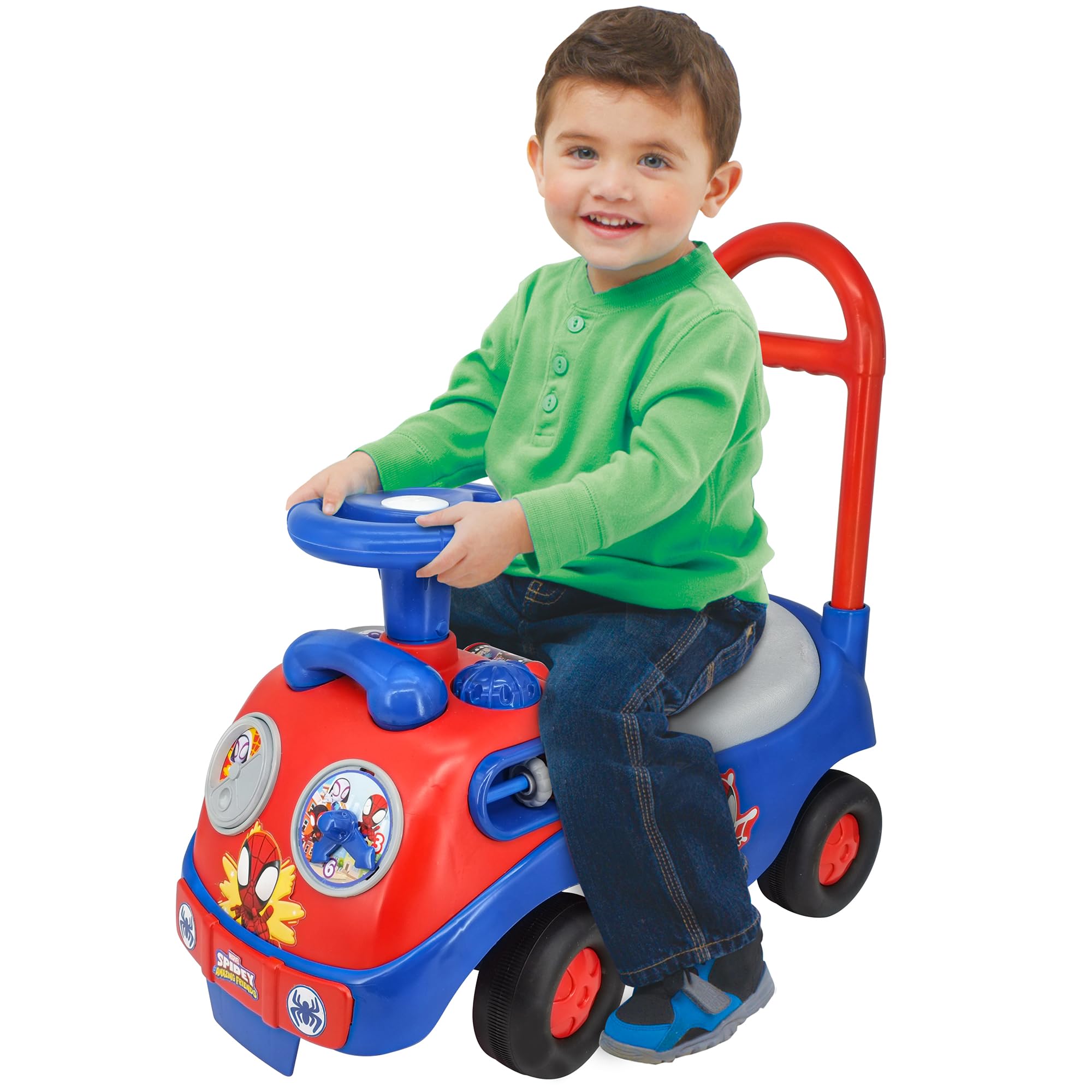Ride On Kiddieland: My First Activity Ride-On - Amazing Spidey - Lights & Sounds, Foot to Floor Vehicle, Interactive Dashboard, Toddlers & Kids, 18-36mo