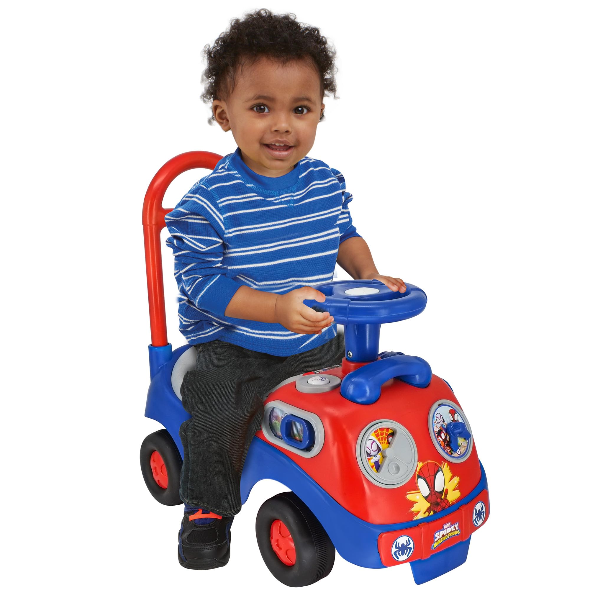 Ride On Kiddieland: My First Activity Ride-On - Amazing Spidey - Lights & Sounds, Foot to Floor Vehicle, Interactive Dashboard, Toddlers & Kids, 18-36mo