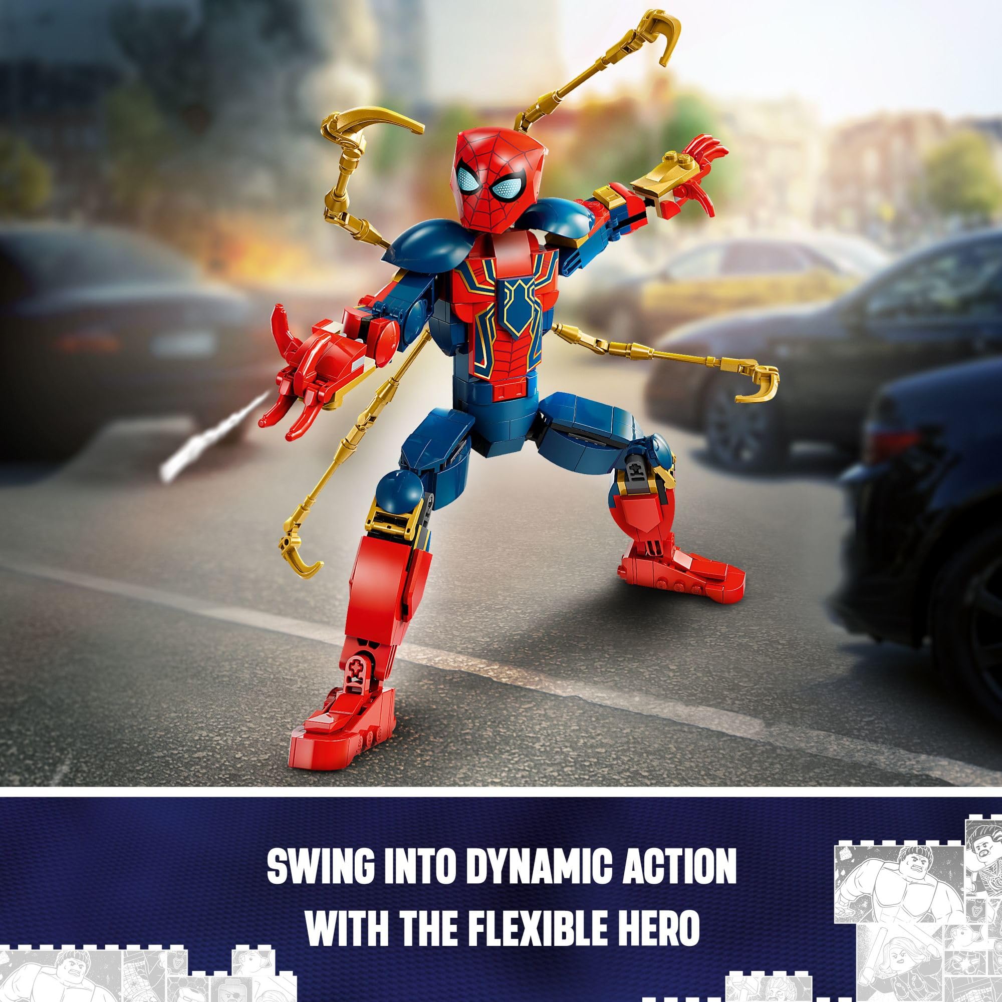 LEGO Marvel Iron Spider-Man Construction Figure, Super Hero Marvel Toy for Kids, Posable Spider-Man Action Figure with Armor, Buildable Toy Model, Gift for Boys and Girls Ages 8 and Up, 76298