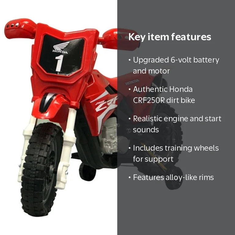 Dirt Bike Honda 6V Red, Best Ride On Cars