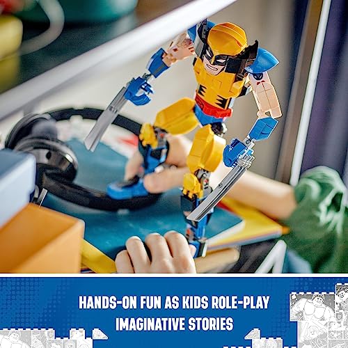 LEGO Marvel Wolverine Construction Figure 76257 Buildable Marvel Action Figure, Fully Jointed Marvel Collectible with 6 Claw Elements for Play and Display, X-Men Super Hero Gift for Kids Ages 8-12